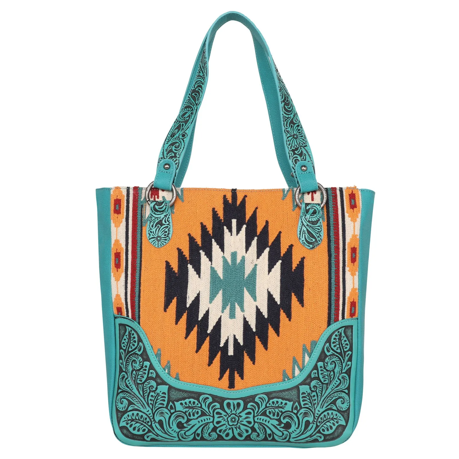 MW1175G-8317 Montana West Aztec Tapestry Tooled Collection Concealed Carry Oversized Tote