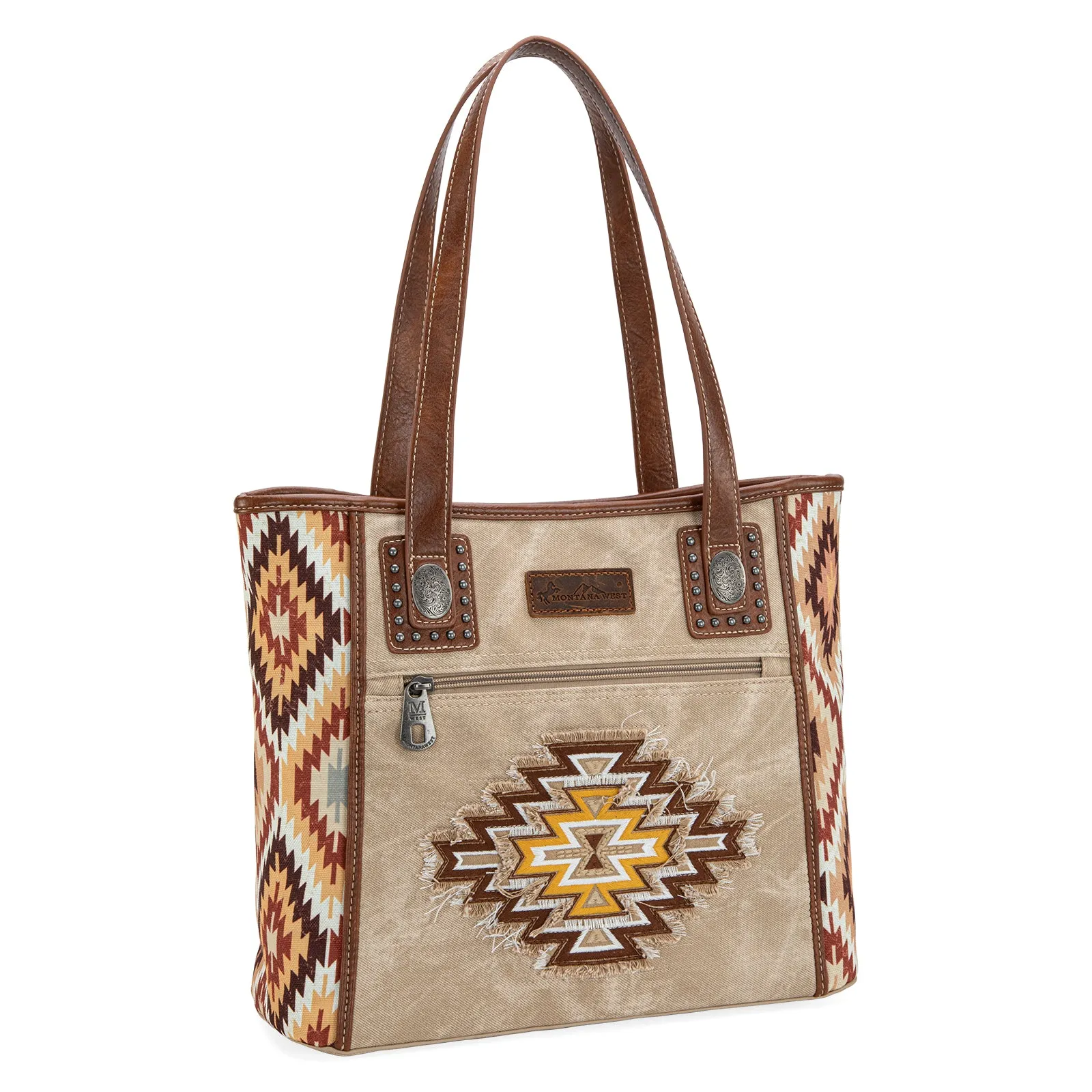 MW1210G-8317 Montana West Aztec Jean Denim Collection Concealed Carry Tote