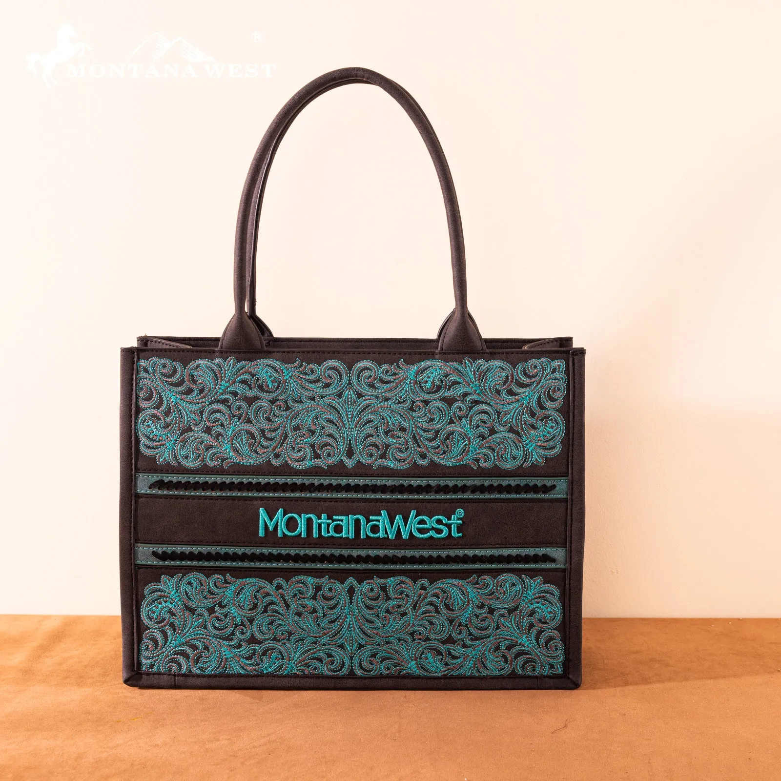 MW1279G-8119  Montana West Embroidered Collection Concealed Carry Tote