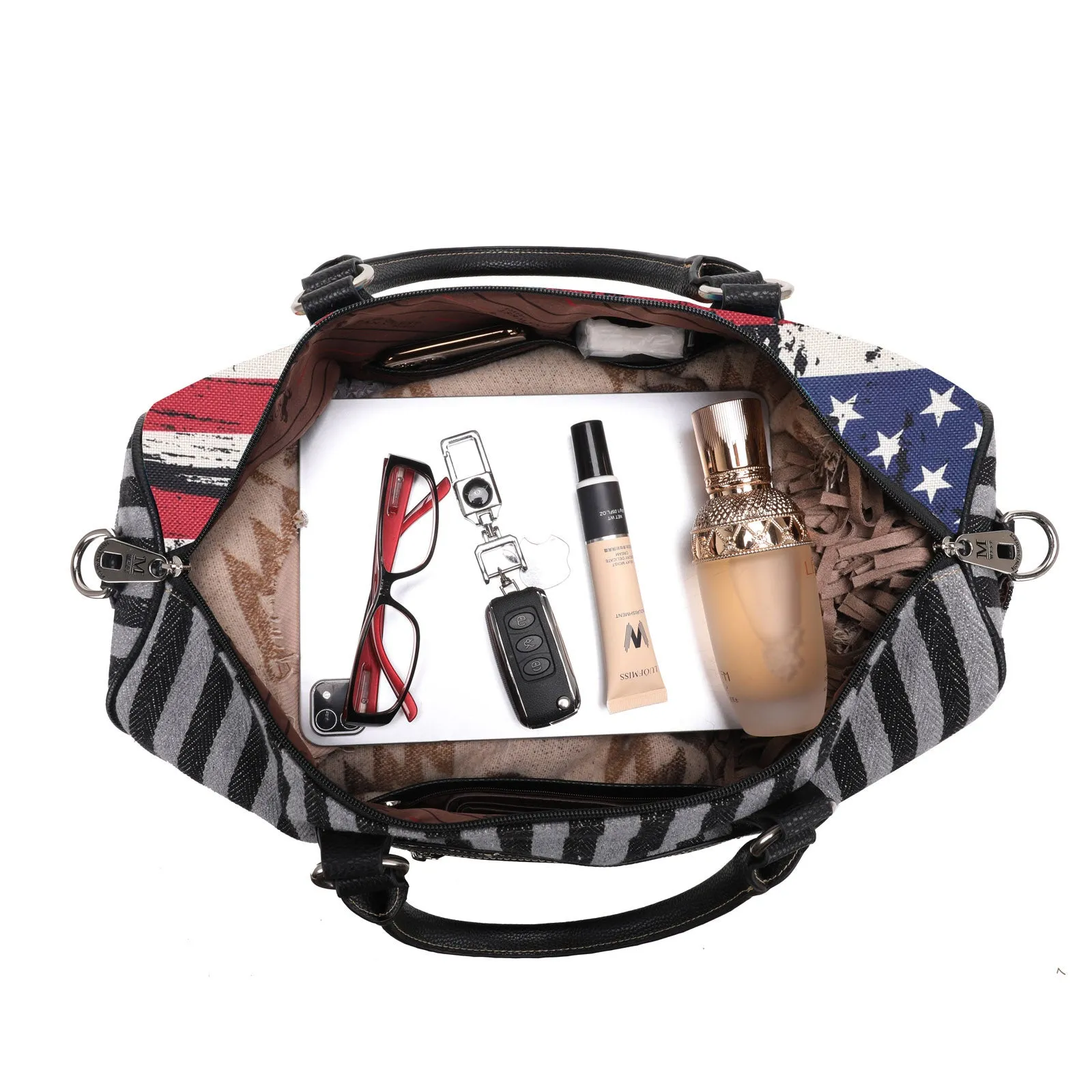 MW933-5110 Montana West American Flag Canvas Weekender Bag