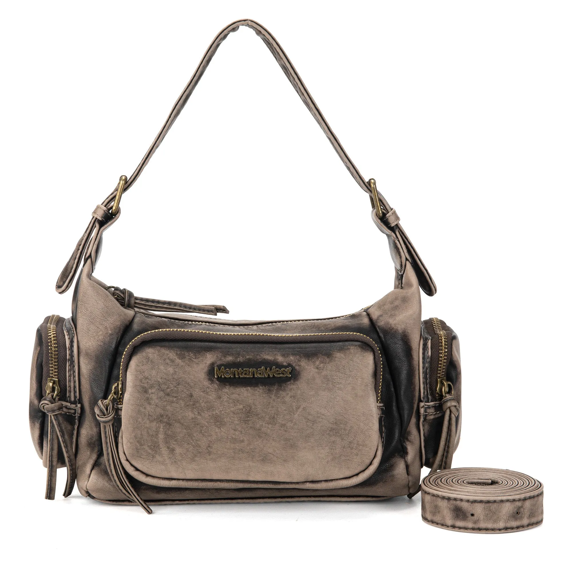 MWC-223 Montana West Stone Wash Hobo/Crossbody - Coffee