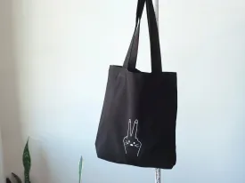 NAUGHTY BUNNY. CANVAS TOTE. BLACK