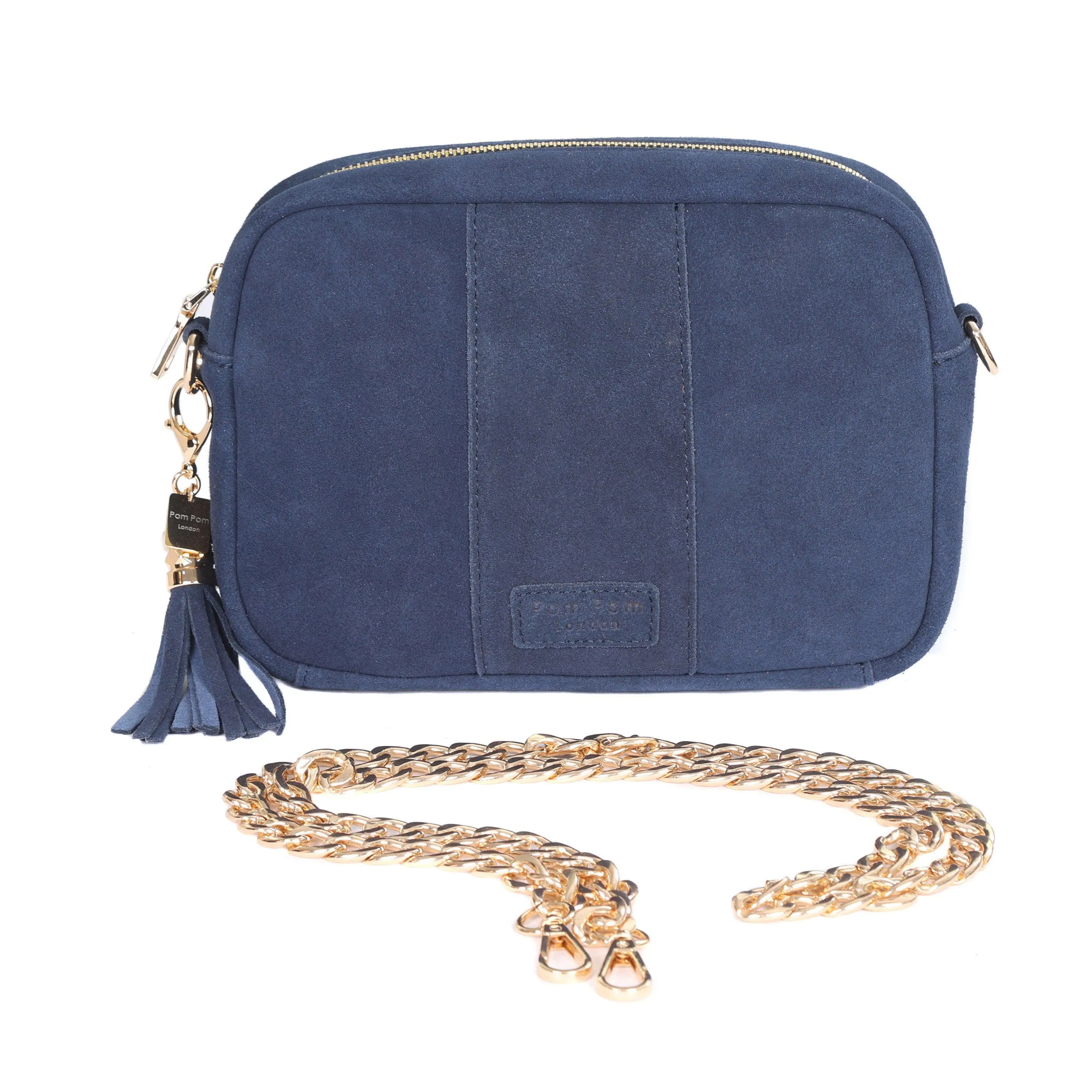 Pom Pom London City Suede Bag Navy