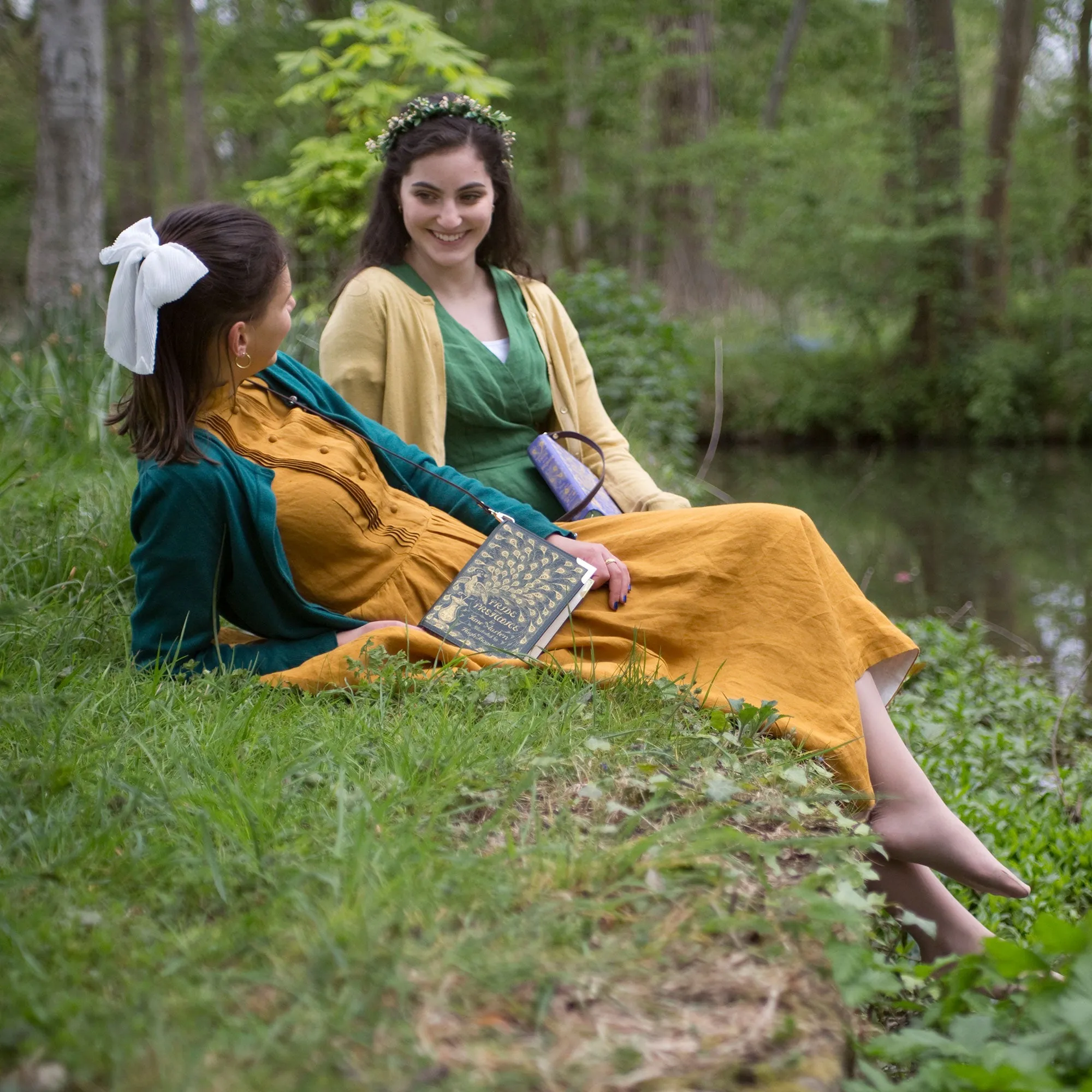 Pride and Prejudice Green Book Handbag Crossbody Purse