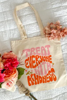 "Treat Everyone With Kindness" Canvas Tote (Cream)