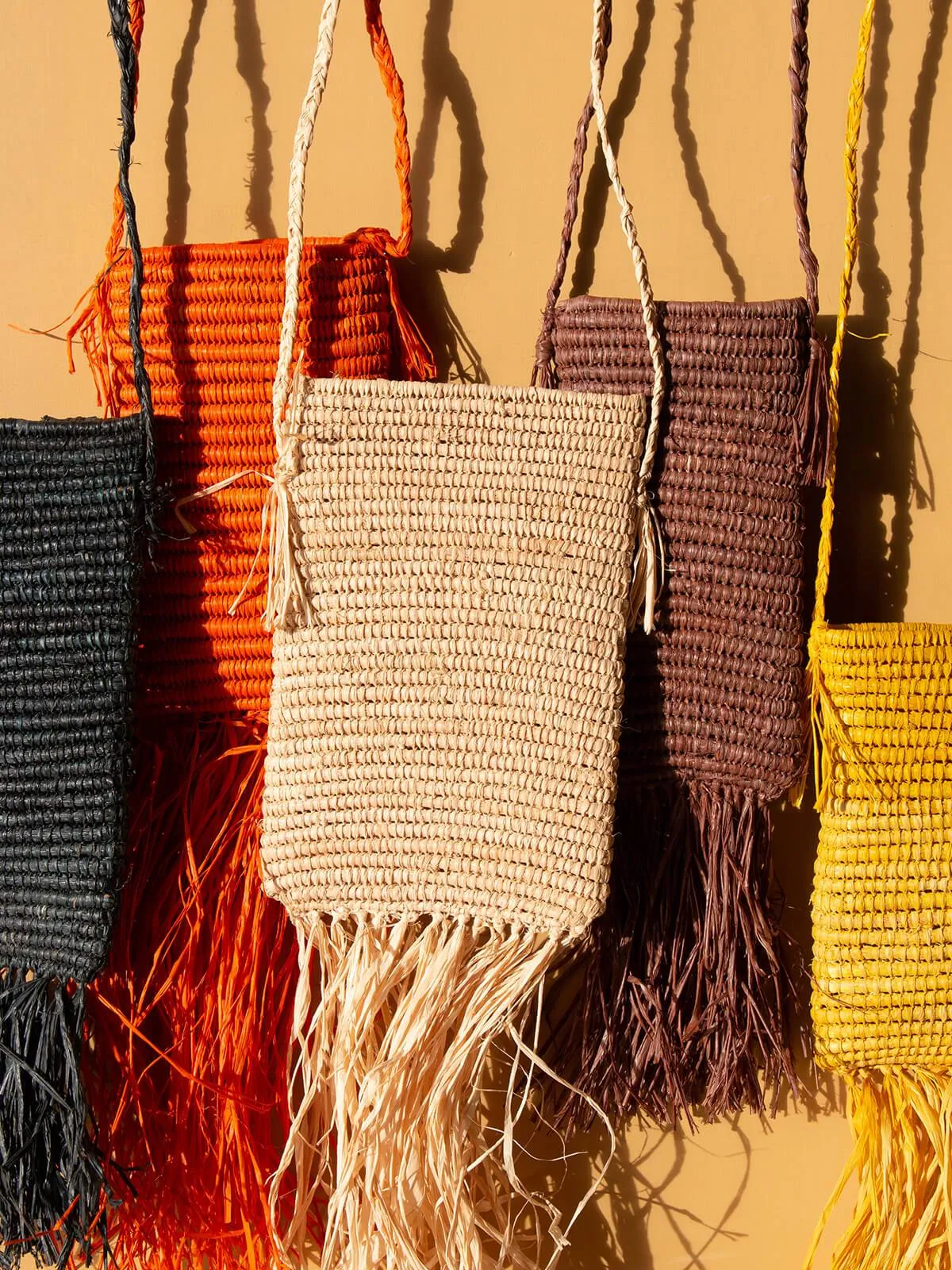 Raffia Tassel Bag, Medium (Sample)