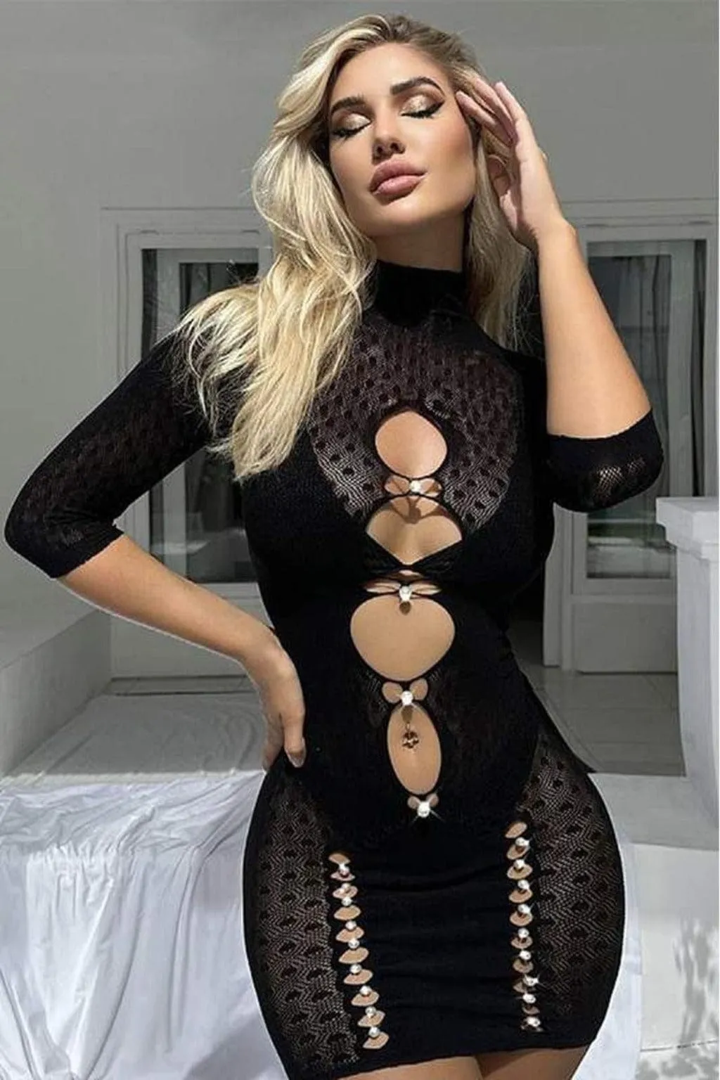 Read The Room Mesh Lace Mini Dress