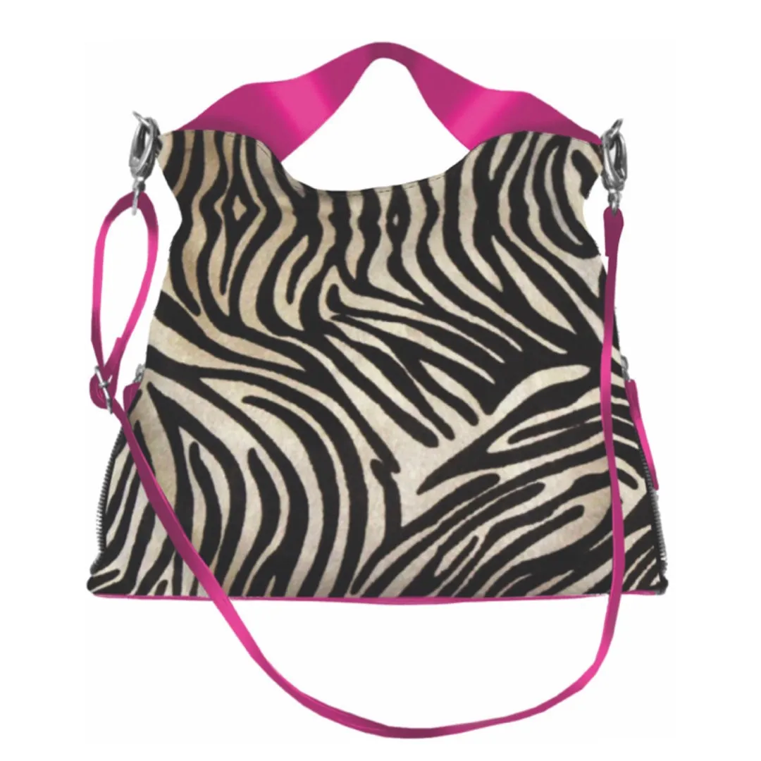 Riche - Zebra/Fuchsia Cowhide Handbag- pre order