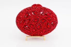 Ruby Jeweled Oval Evening Bag