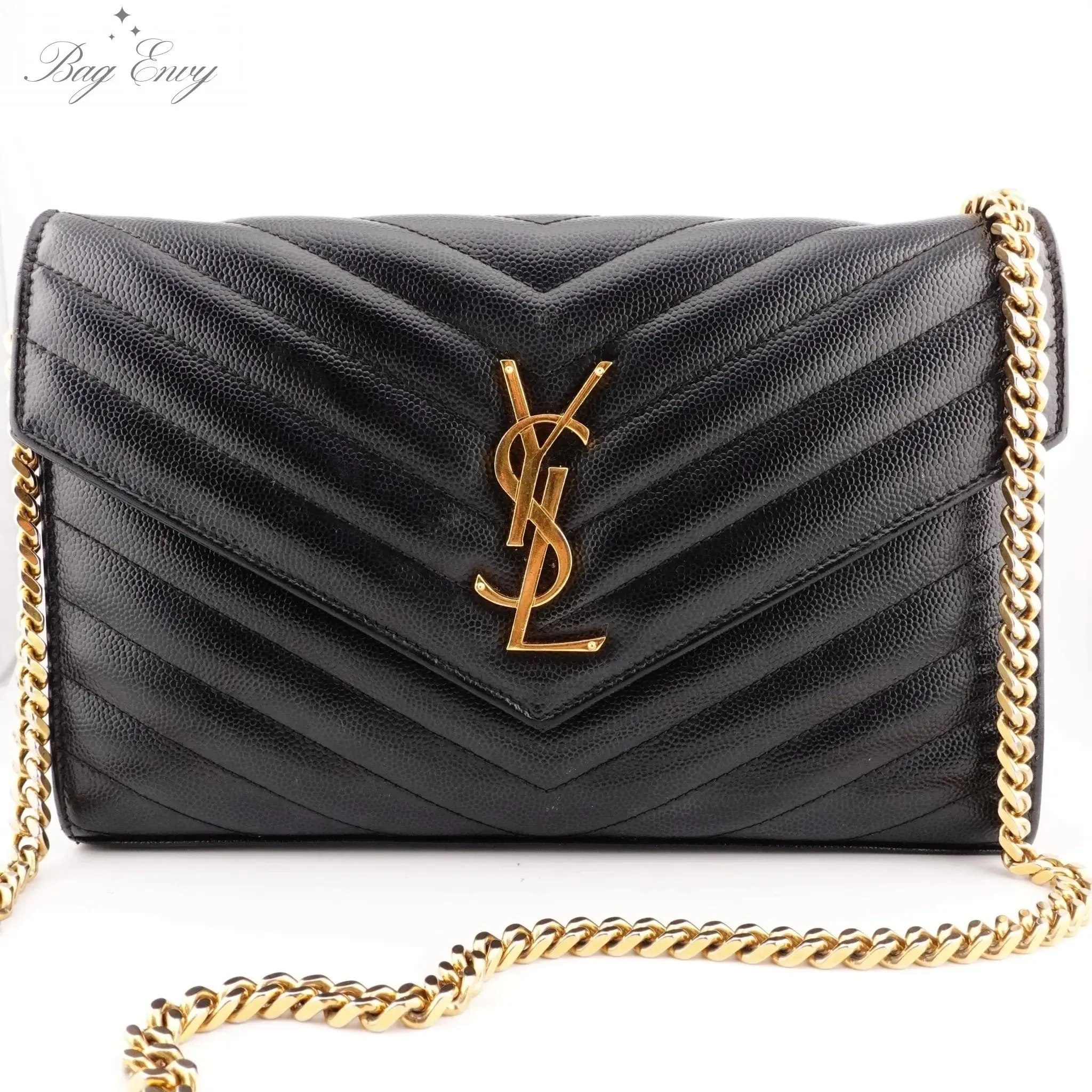 SAINT LAURENT Grain de Poudre Chevron YSL Chain Bag