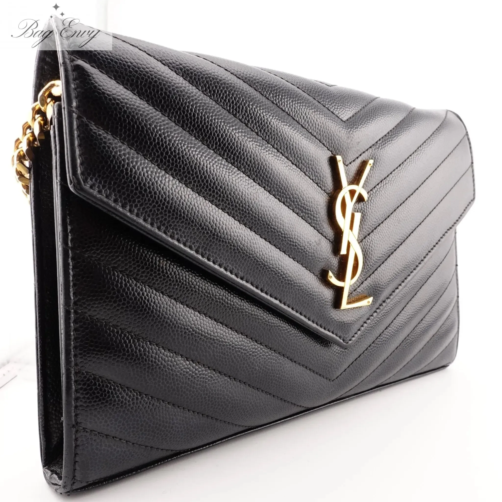 SAINT LAURENT Grain de Poudre Chevron YSL Chain Bag