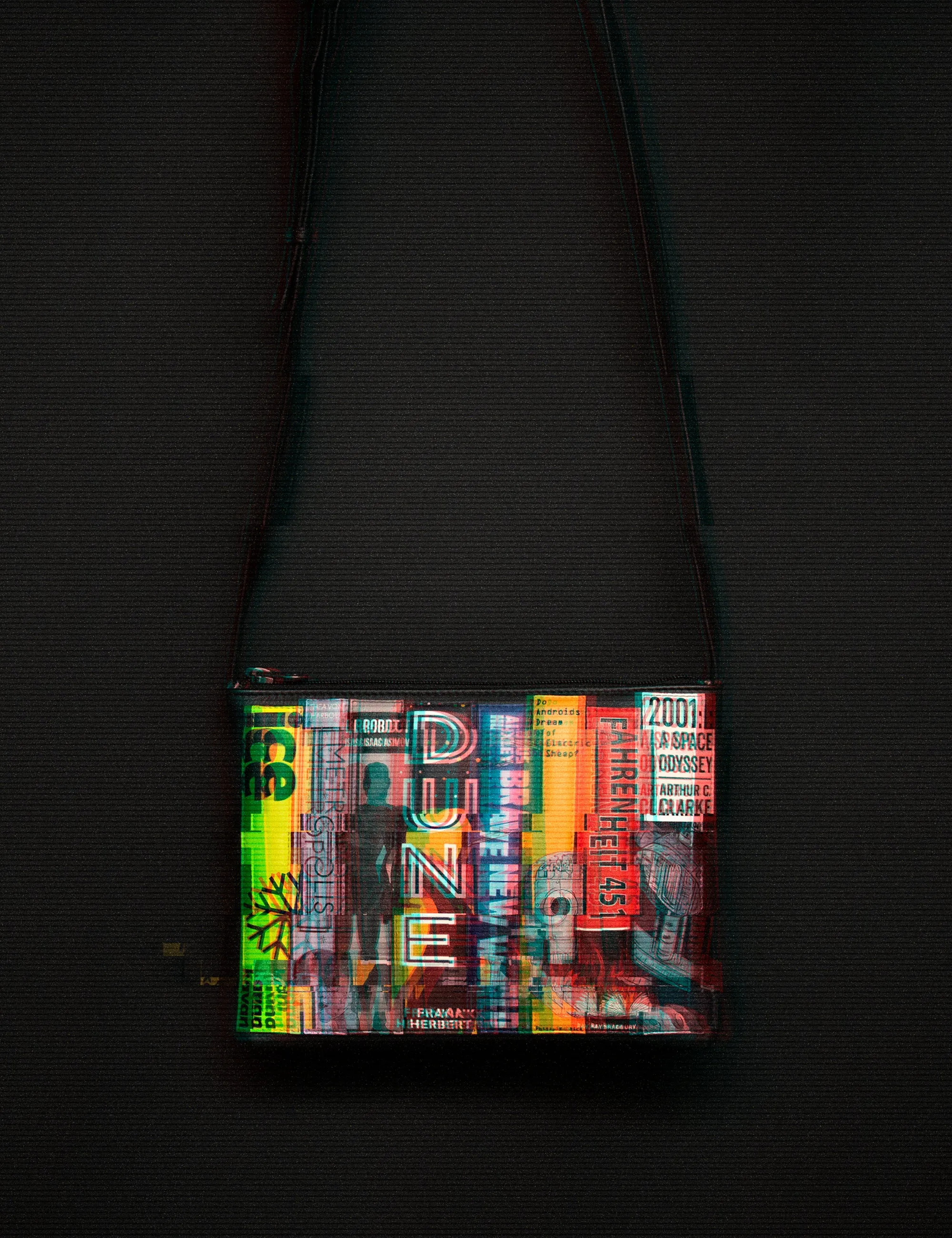 Sci-Fi Bookworm Black Leather Cross Body Bag