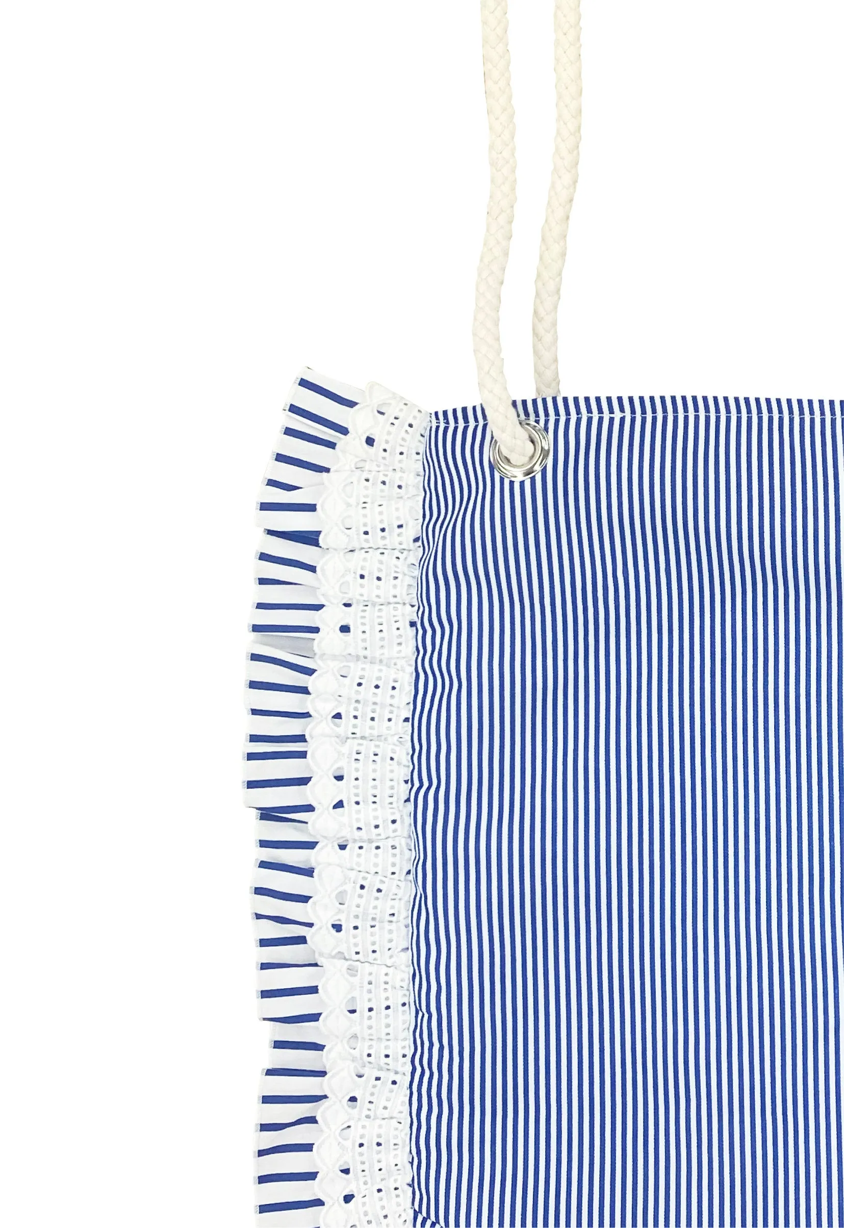 stripe frill tote bag