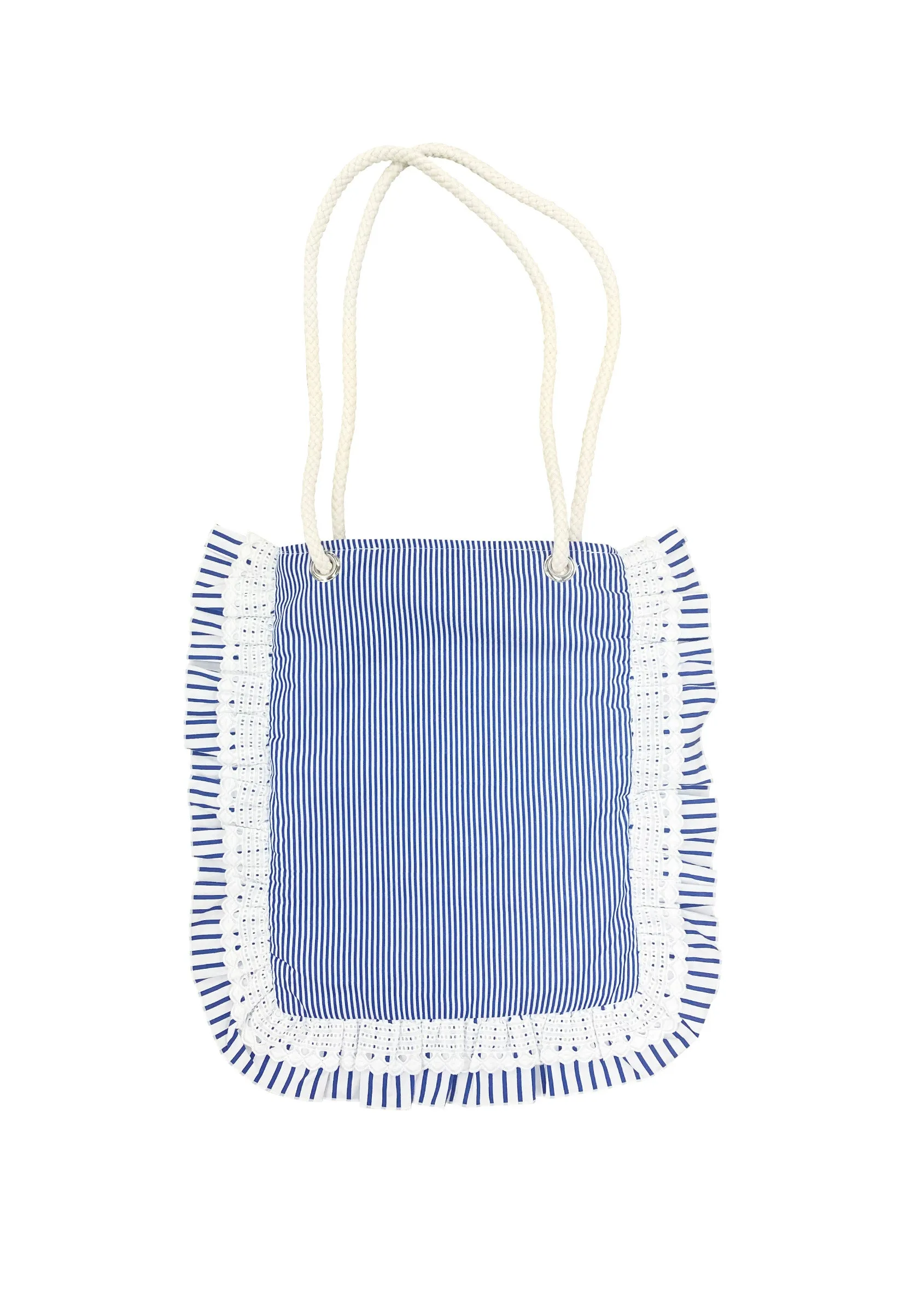 stripe frill tote bag