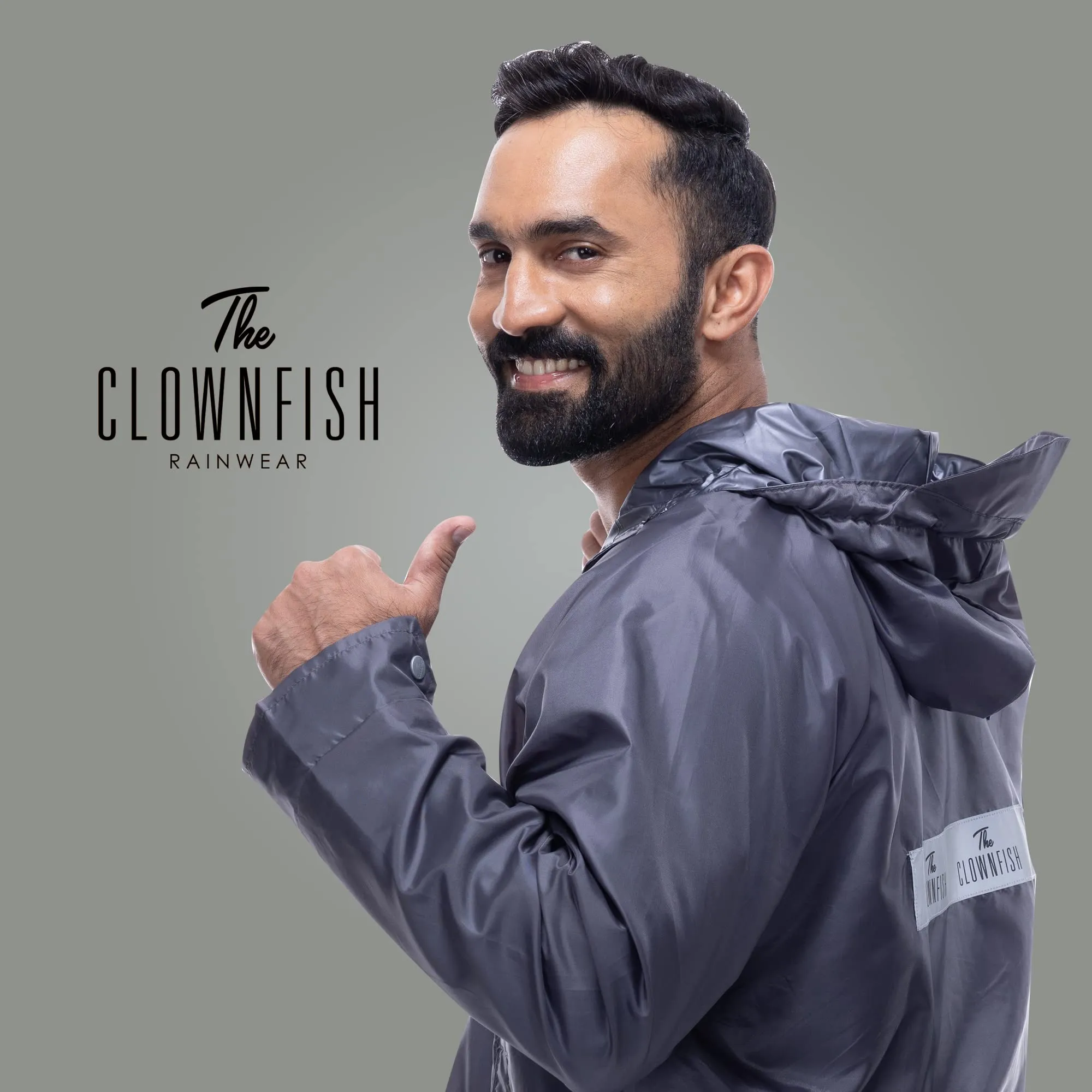 The Clownfish Charles Series Men's Waterproof Polyester Raincoat with Hood and Reflector Logo at Back. Expandable Back For Backpack Holding. Set of Top and Bottom. Printed Plastic Pouch with Rope ( Brown, Large)