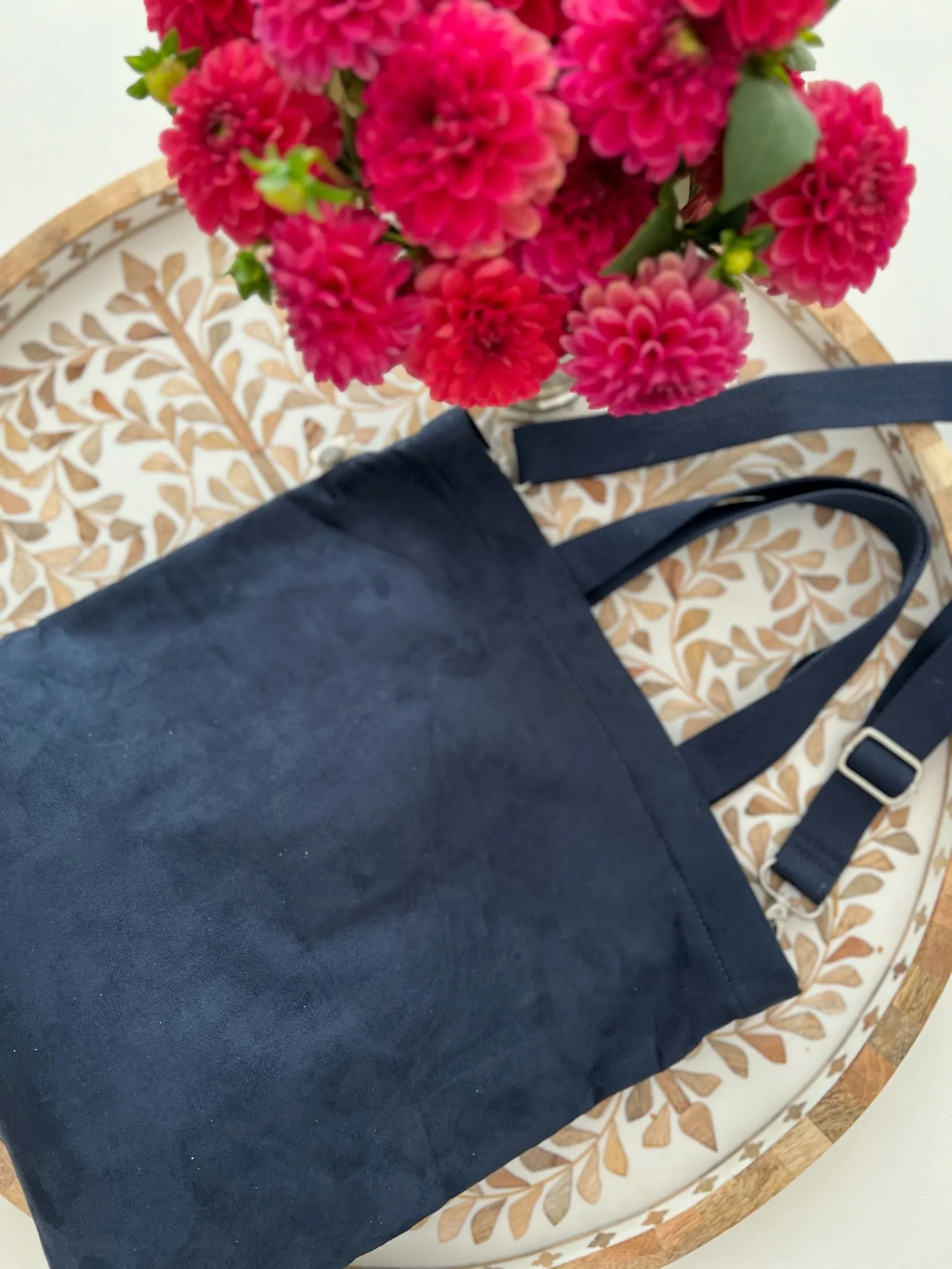 Town Crossbody Bag: Navy Vegan Suede