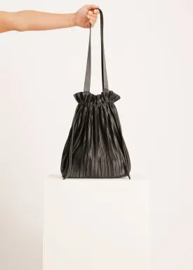 Stylish Black Pleated Tote Bag by Katy - Model W24